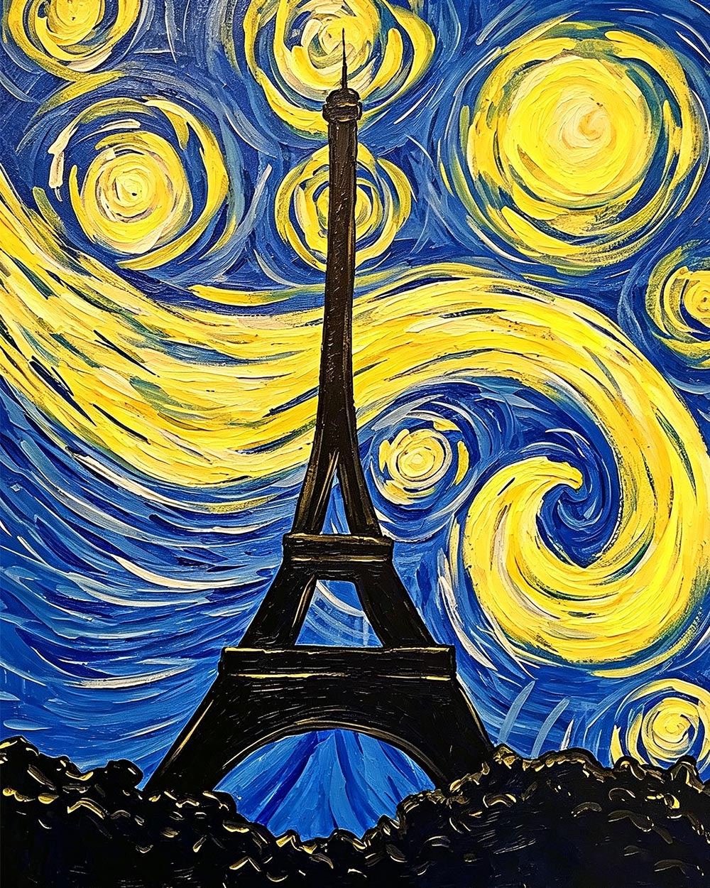 Van gogh style paris cross stitch kit for beginners