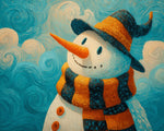 Van gogh style snowman cross stitch kit for beginners