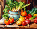 Vegetables and enamel pot paint by numbers kit for beginners
