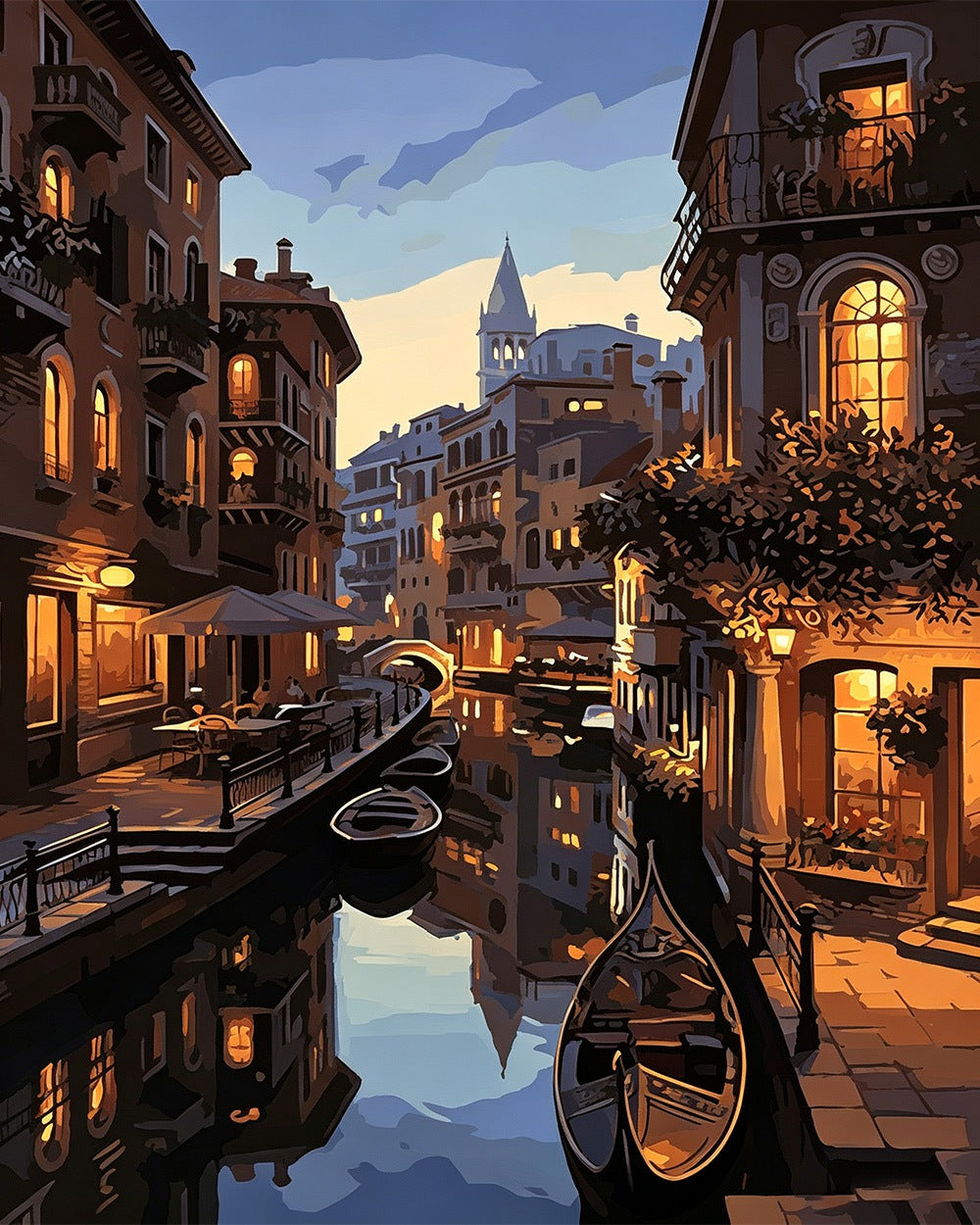 Venice canal at dusk paint by numbers kit for beginners
