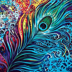 Vibrant abstract peacock feather cross stitch kit for beginners