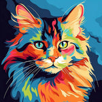 Vibrant abstract pop art cat cross stitch kit for beginners