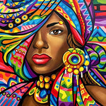 Vibrant african woman portrait cross stitch kit for beginners