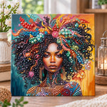 Vibrant afro woman with pearl adornments pearl diamond painting kit for beginners