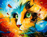 Vibrant cat face cross stitch kit for beginners