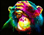 Vibrant chimpanzee splatter paint by numbers kit for beginners