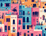 Vibrant city apartments paint by numbers kit for beginners