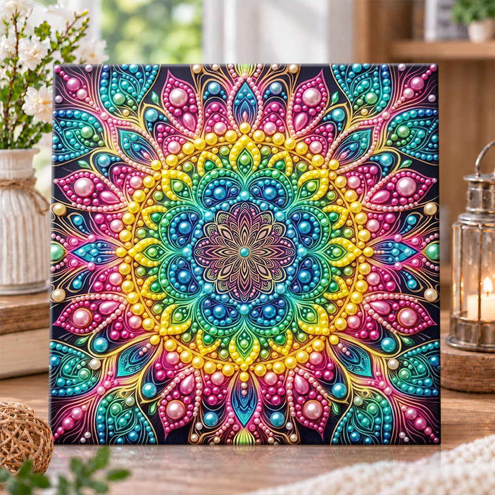 Vibrant colour mandala art pearl diamond painting kit for beginners