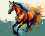Vibrant colourful horse running paint by numbers kit for beginners