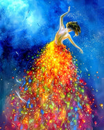 Vibrant dancer in starry night cross stitch kit for beginners