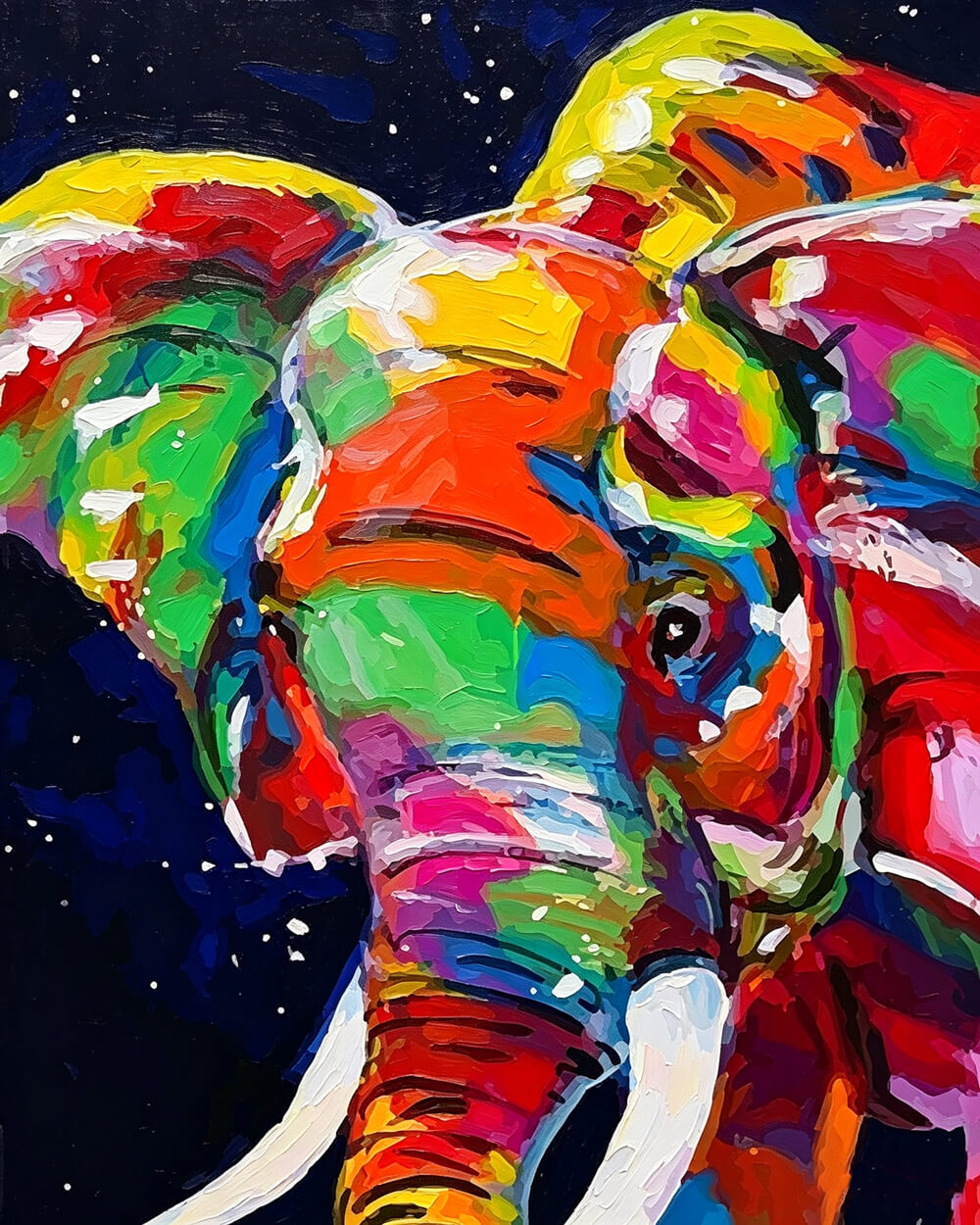 Vibrant elephant close up cross stitch kit for beginners