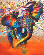 Vibrant expressionist elephant cross stitch kit for beginners