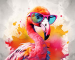 Vibrant flamingo with pink sunglasses cross stitch kit for beginners
