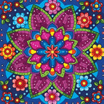 Vibrant floral mandala cross stitch kit for beginners