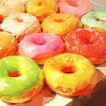 Vibrant glazed donuts cross stitch kit for beginners