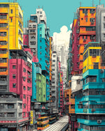 Vibrant hong kong street cross stitch kit for beginners
