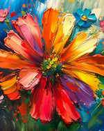 Vibrant impasto flower cross stitch kit for beginners