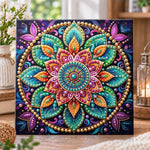 Vibrant mandala bloom pearl diamond painting kit for beginners