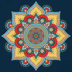 Vibrant mandala on a navy background cross stitch kit for beginners