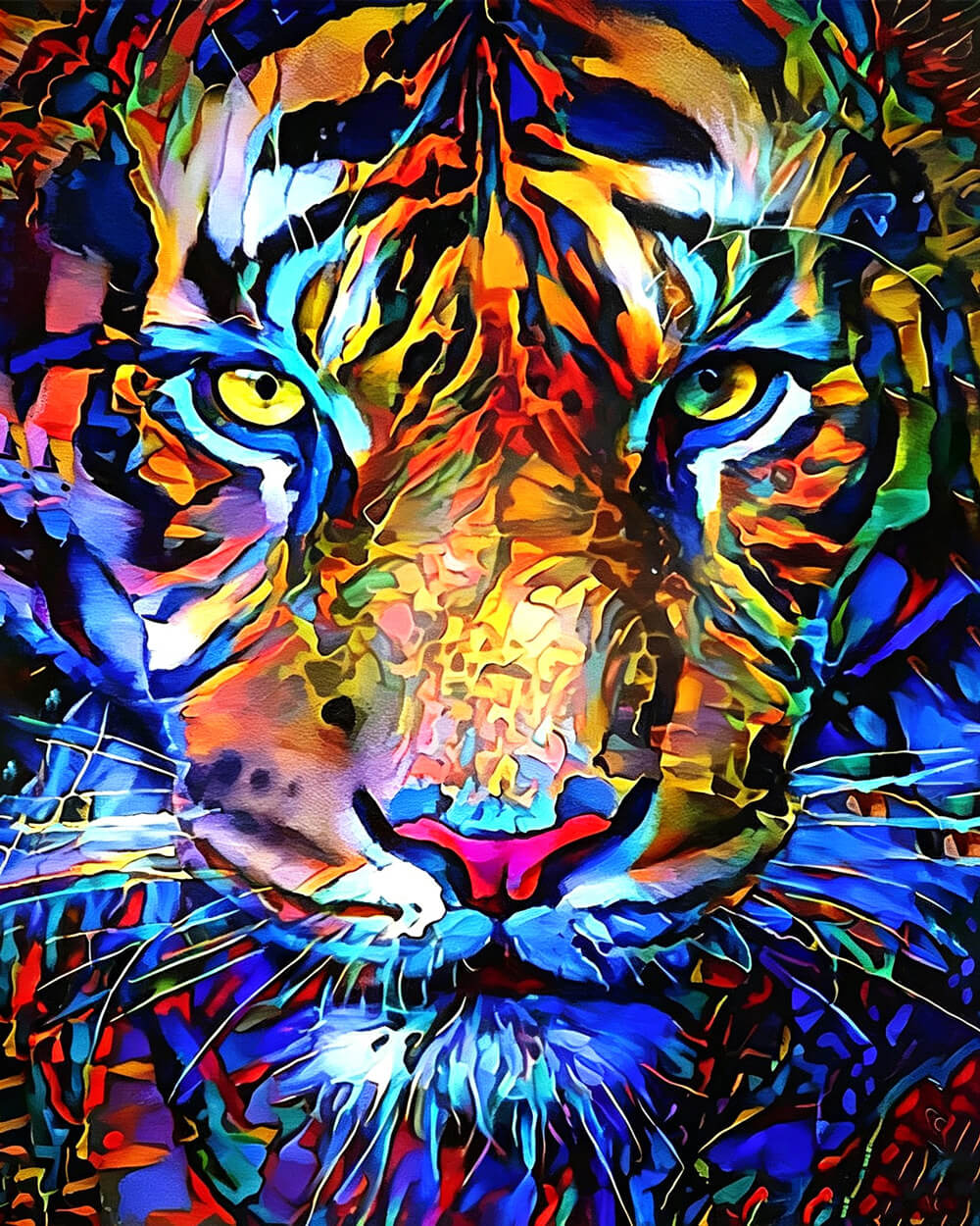 Vibrant modern tiger cross stitch kit for beginners