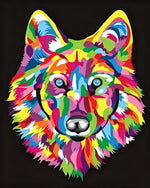 Vibrant modern wolf cross stitch kit for beginners
