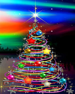 Vibrant neon christmas tree cross stitch kit for beginners