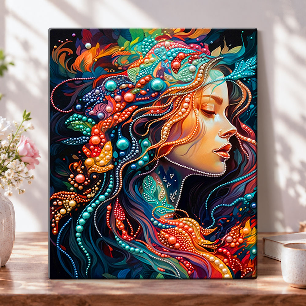 Vibrant ocean muse pearl diamond painting kit for beginners