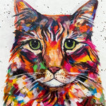 Vibrant oil painting style cat cross stitch kit for beginners