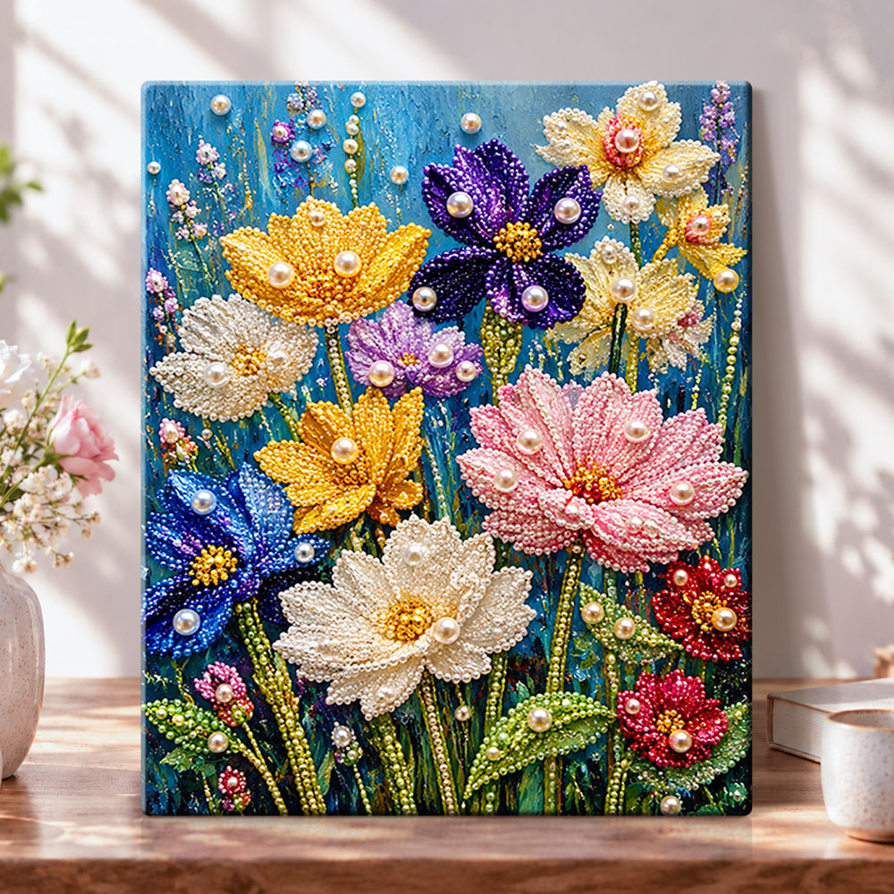 Vibrant pearl wildflowers pearl diamond painting kit for beginners