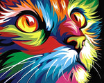 Vibrant pop art cat eye close up cross stitch kit for beginners