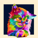 Vibrant pop art cat paint by numbers kit for beginners