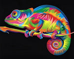 Vibrant pop art chameleon cross stitch kit for beginners