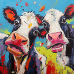 Vibrant pop art cows cross stitch kit for beginners
