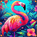 Vibrant pop art flamingo in tropical leaves cross stitch kit for beginners