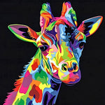 Vibrant pop art giraffe paint by numbers kit for beginners