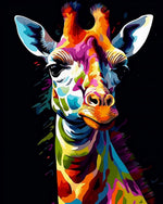 Vibrant pop art giraffe portrait cross stitch kit for beginners