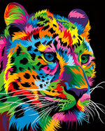 Vibrant pop art leopard cross stitch kit for beginners
