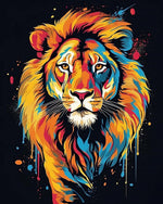 Vibrant pop art lion cross stitch kit for beginners