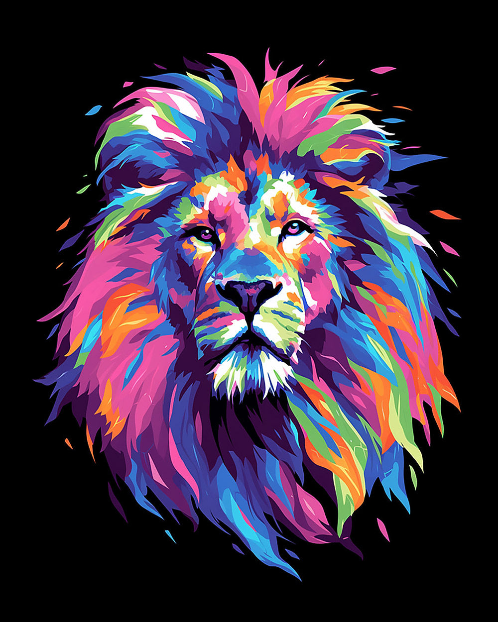Vibrant pop art lion head cross stitch kit for beginners