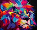 Vibrant pop art lion in the dark cross stitch kit for beginners