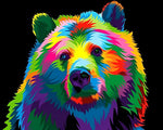 Vibrant pop art rainbow bear paint by numbers kit for beginners
