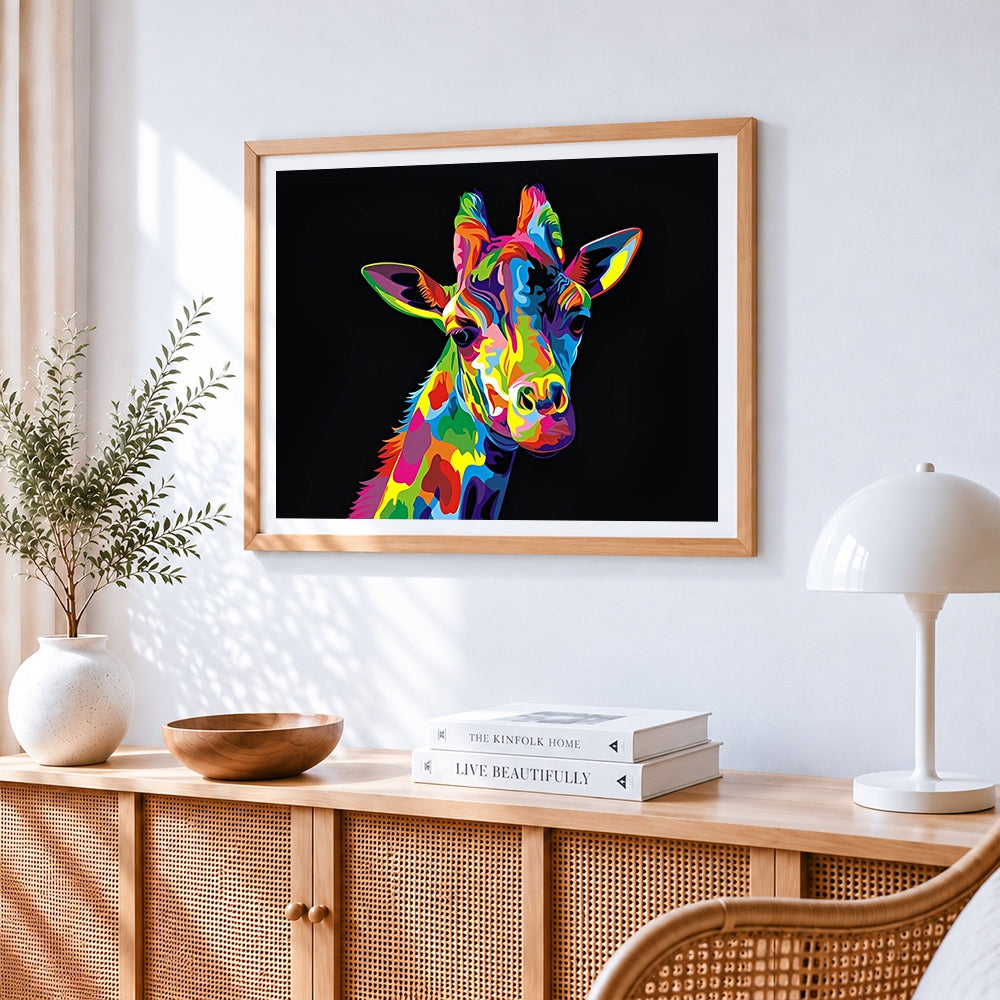 Cute pig close up cross stitch artwork displayed on wall as home decor