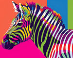 Vibrant pop art rainbow zebra paint by numbers kit for beginners