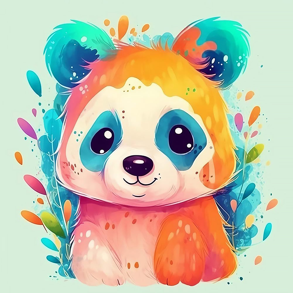 Vibrant rainbow panda cross stitch kit for beginners