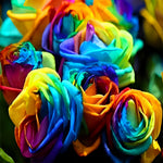 Vibrant rainbow rose bouquet cross stitch kit for beginners