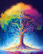 Vibrant rainbow tree of life paint by numbers kit for beginners