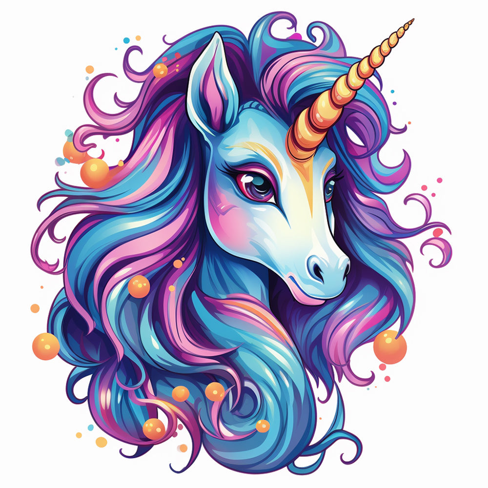 Vibrant rainbow unicorn portrait cross stitch kit for beginners