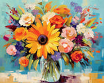 Vibrant roses and gerbera paint by numbers kit for beginners