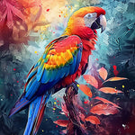Vibrant scarlet macaw cross stitch kit for beginners