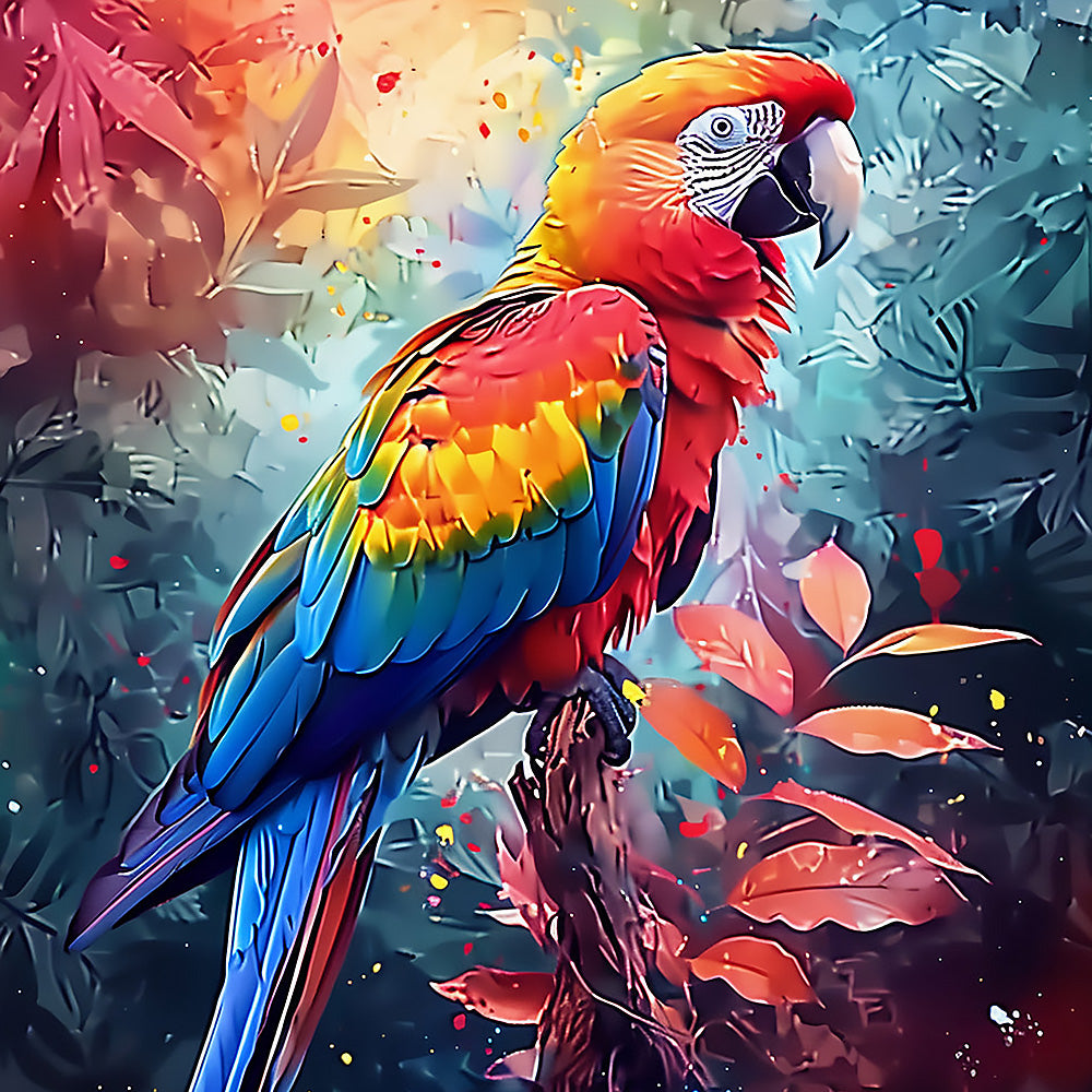 Vibrant scarlet macaw cross stitch kit for beginners